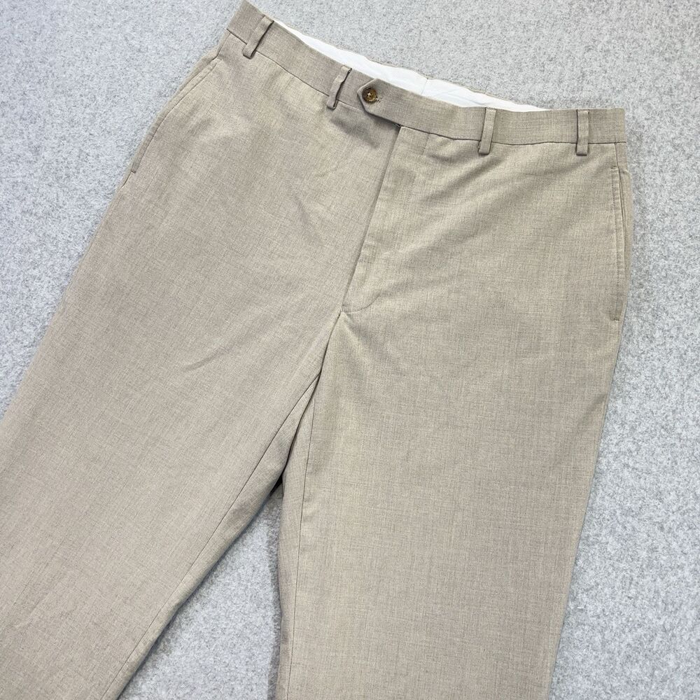 Ralph Lauren Dress Pants Mens P36W X 34L Tan Flat Front Business Trousers